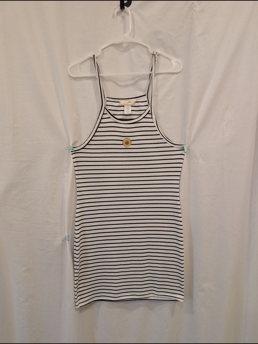 No Comment Striped Sunflower Ribbed Tank Mini Dress XL